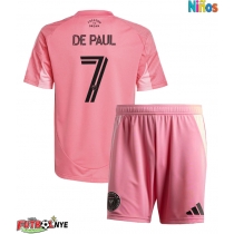 Camiseta Inter Miami Rodrigo De Paul #7 Primera Equipación para niños 2025-26 manga corta (+ pantalones cortos)